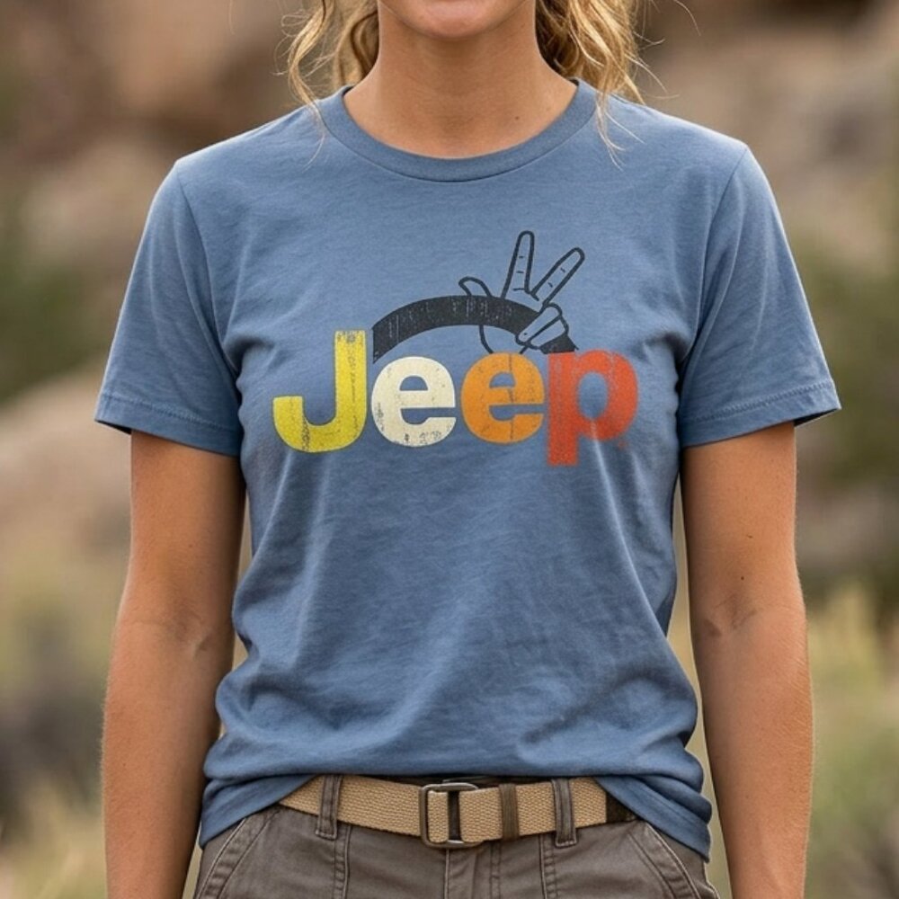 Jedco Jeep Wave Unisex Blue Tee | Size Small